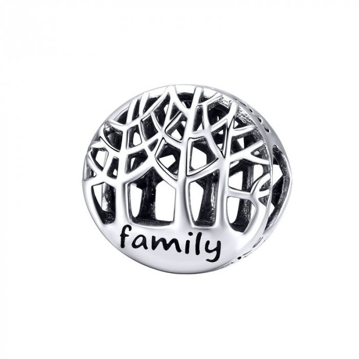 Talisman argint cu copacul vietii si mesaj Family [1]