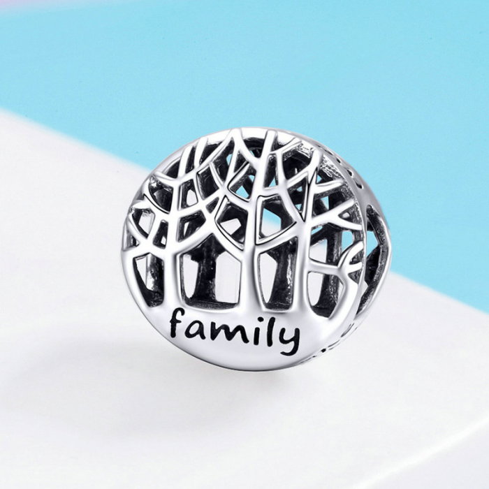 Talisman argint cu copacul vietii si mesaj Family [2]
