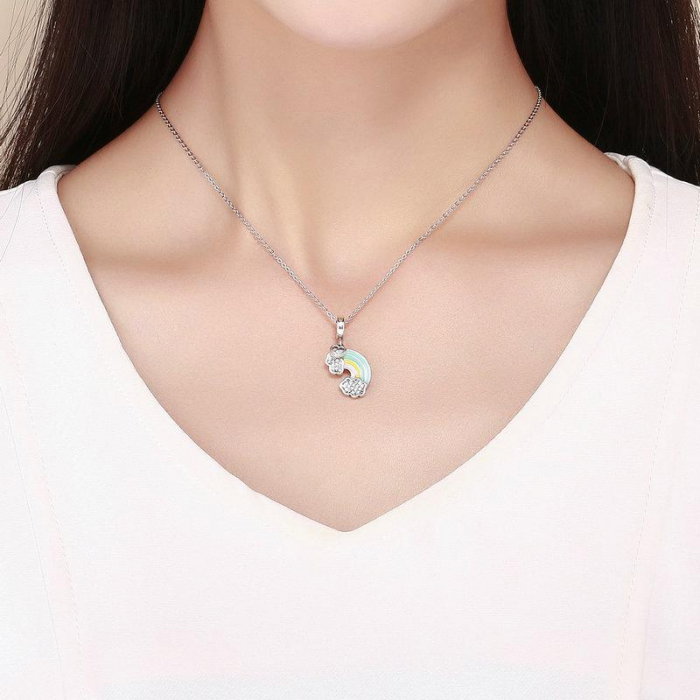 Talisman argint cu curcubeu si norisori cu zirconii [2]