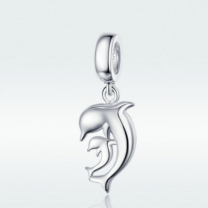Talisman argint cu delfini mama si puiul [5]