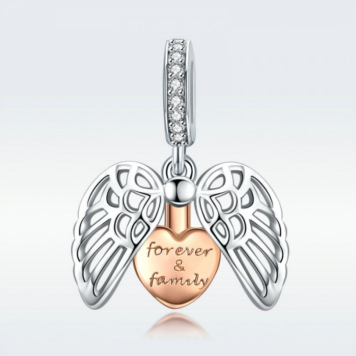 Talisman argint cu inimioara, aripi de inger si cristale [3]