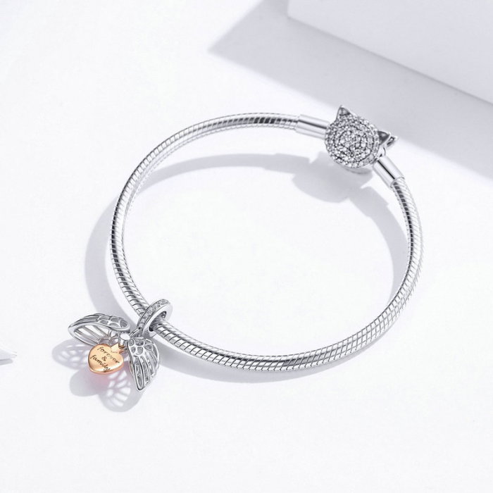 Talisman argint cu inimioara, aripi de inger si cristale [5]