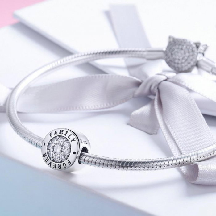 Talisman argint cu mesajul  "Forever Family" [2]