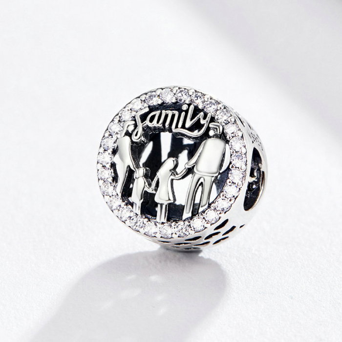 Talisman argint Family cu zirconii albe [3]
