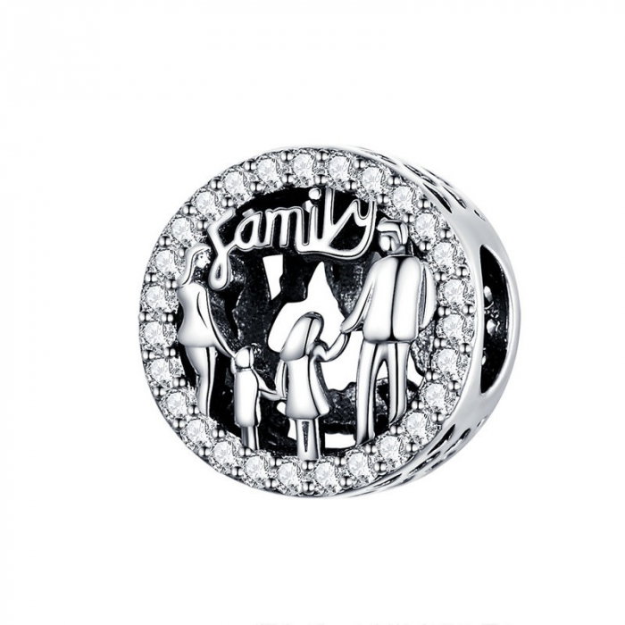 Talisman argint Family cu zirconii albe [1]