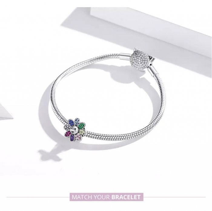 Talisman argint floare vesela cu cristale [4]