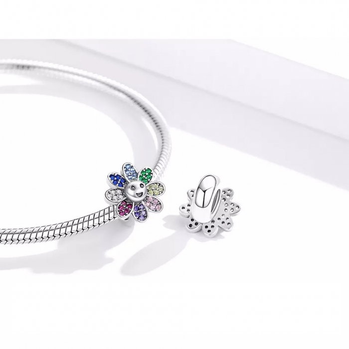 Talisman argint floare vesela cu cristale [2]