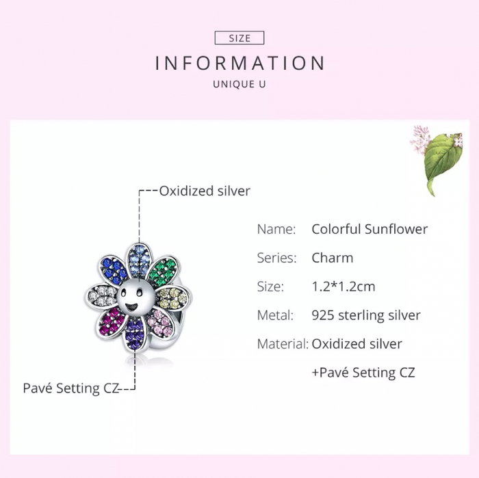 Talisman argint floare vesela cu cristale [5]