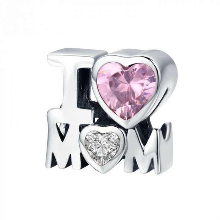Talisman argint I Love Mom cu doua inimioare [1]