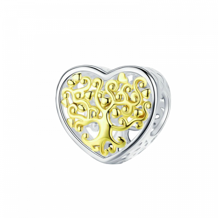 Talisman argint inima Copacul Vietii placat cu rodiu si aur [1]