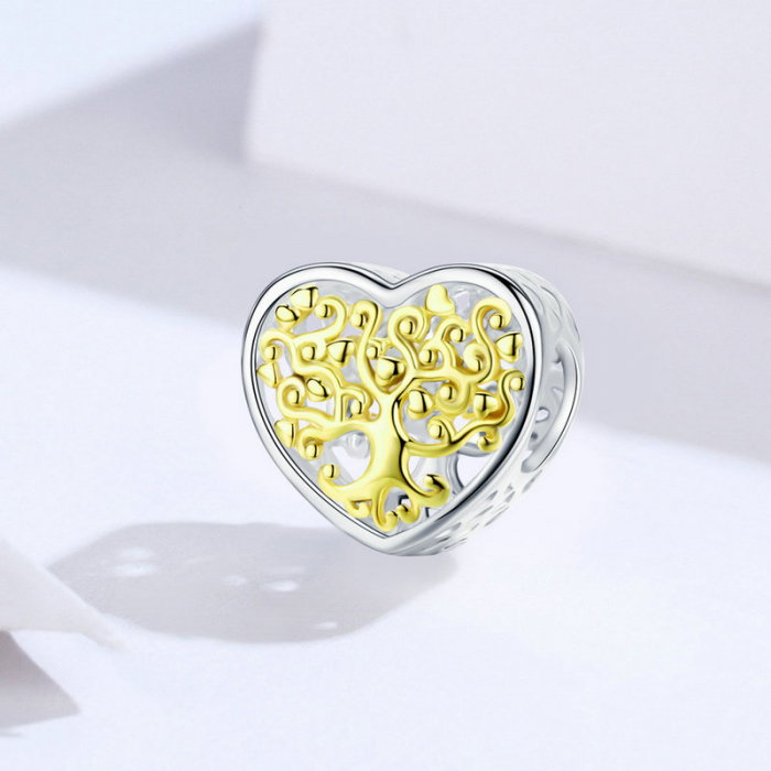 Talisman argint inima Copacul Vietii placat cu rodiu si aur [3]