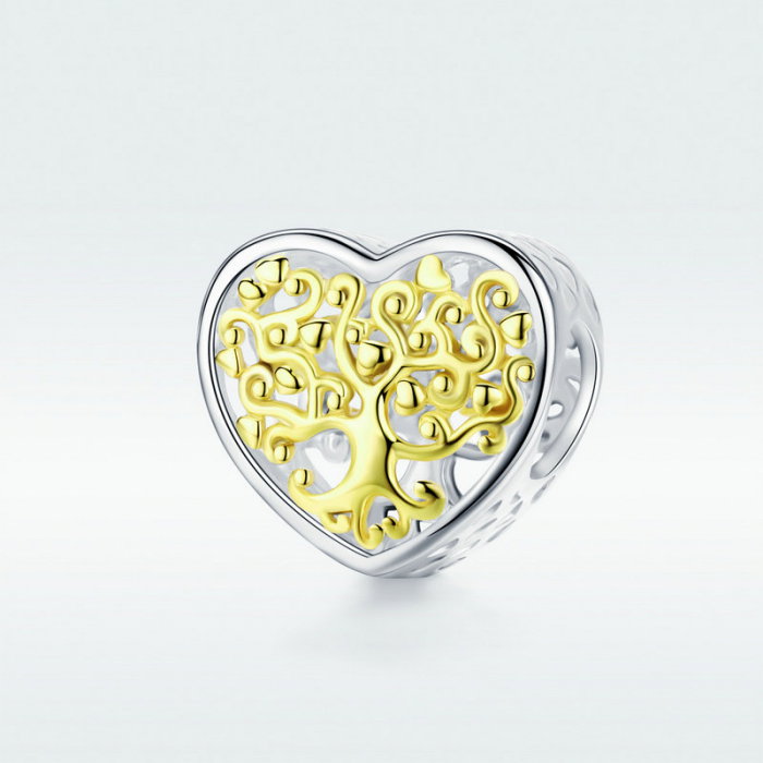 Talisman argint inima Copacul Vietii placat cu rodiu si aur [2]