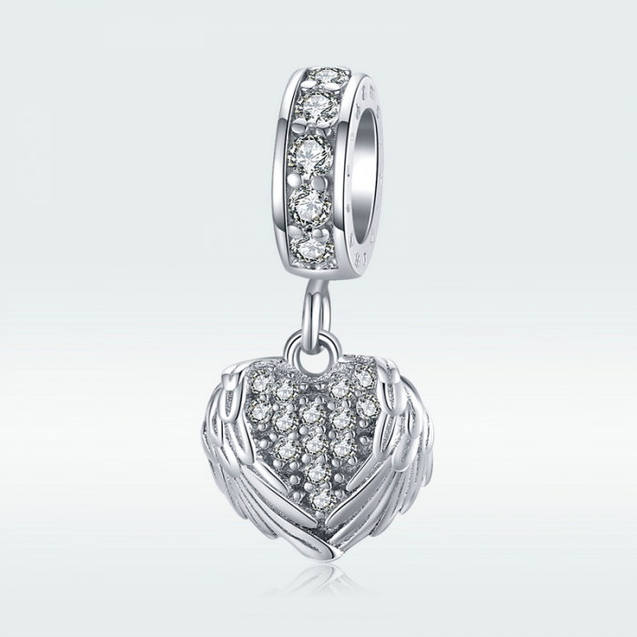 Talisman argint inima cu aripi de inger si zirconii [4]