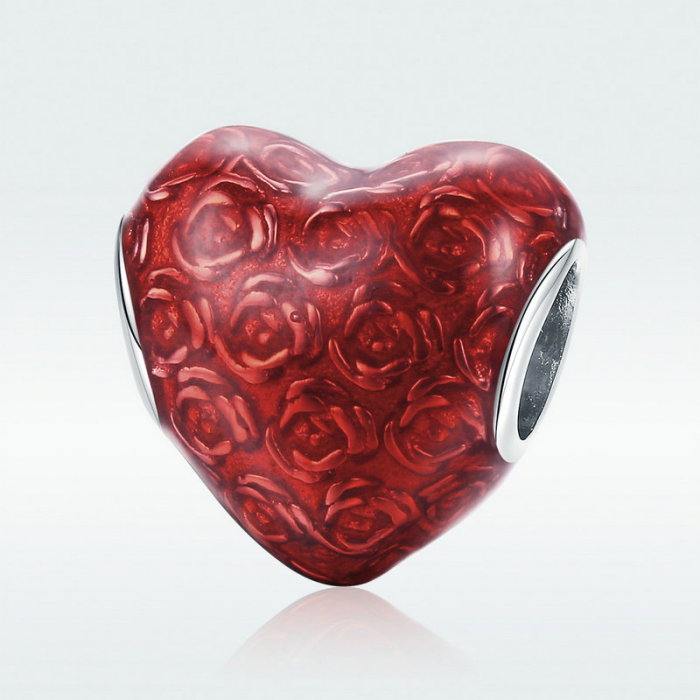 Talisman argint inima cu trandafiri placat cu rodiu [7]