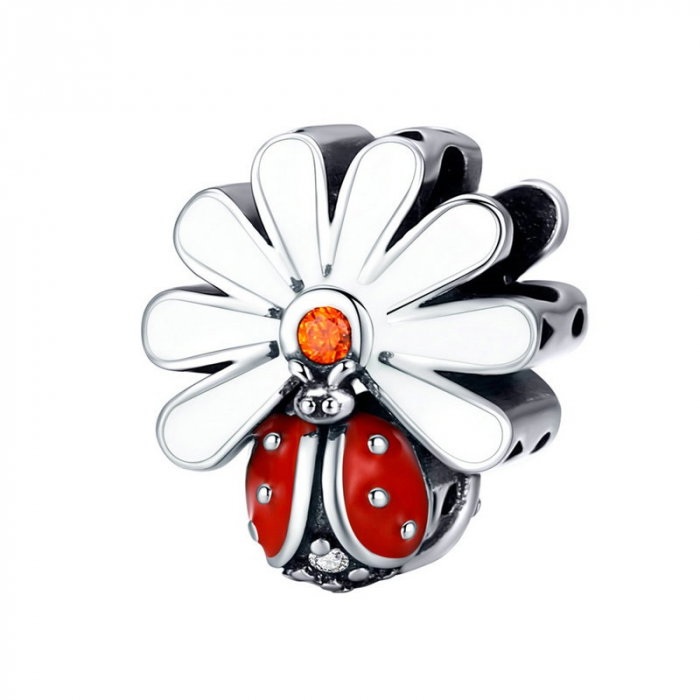 Talisman argint inima gargarita si crizantema [1]