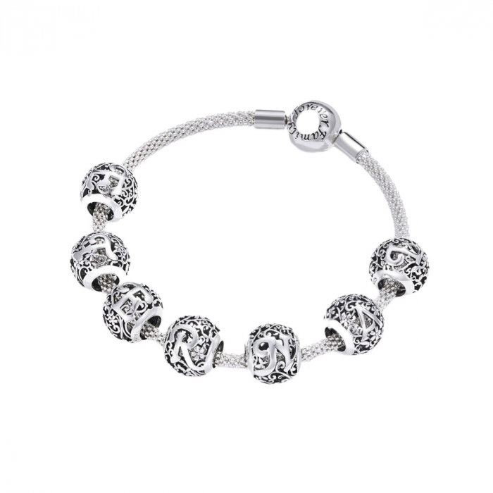 Talisman argint litera A cu model floral [5]