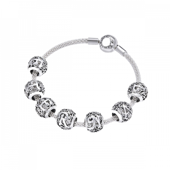 Talisman argint litera A cu model floral [3]