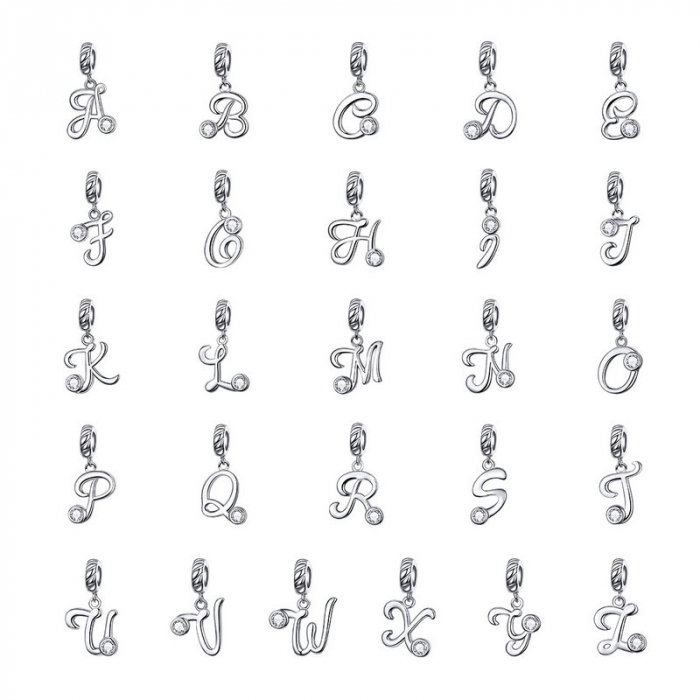 Talisman argint litera B cu zirconiu [8]