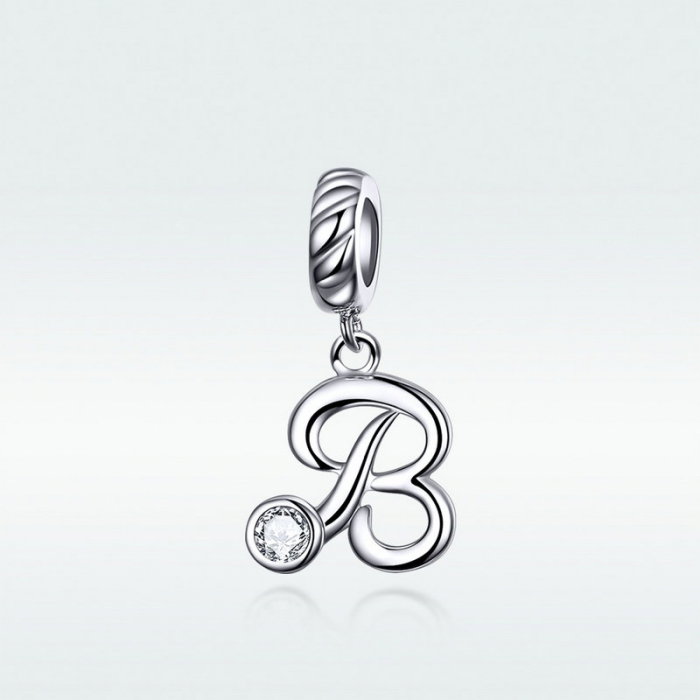 Talisman argint litera B cu zirconiu [7]