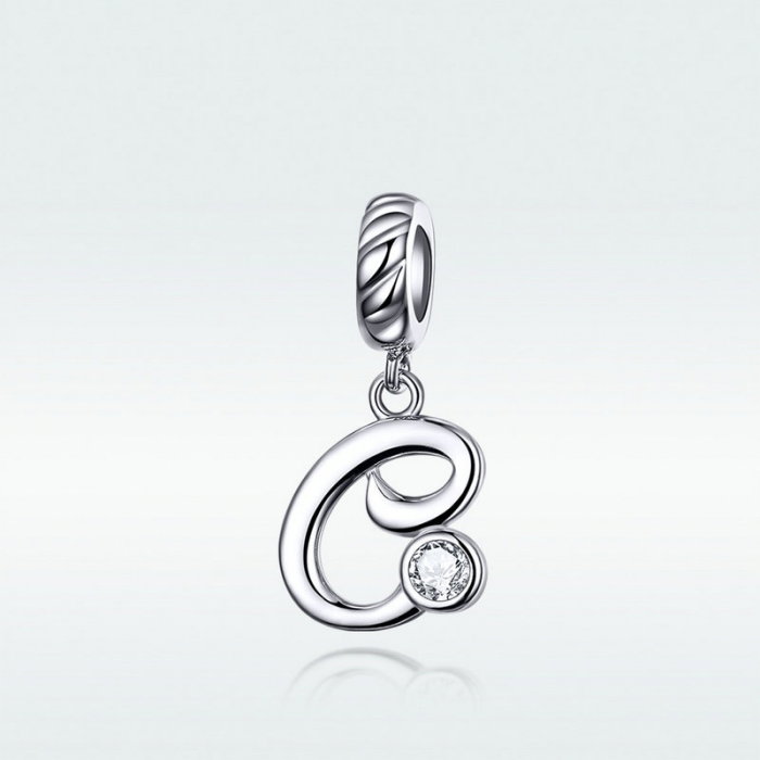 Talisman argint litera C placat cu rodiu [4]