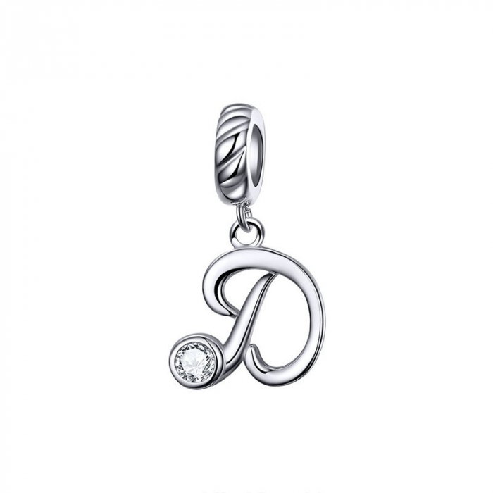Talisman argint litera D cu zirconiu [1]
