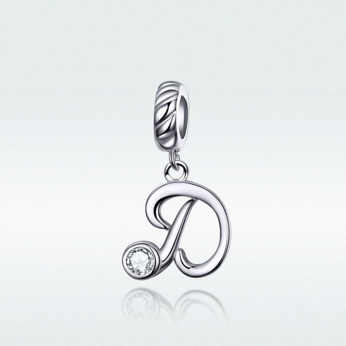 Talisman argint litera D cu zirconiu [3]