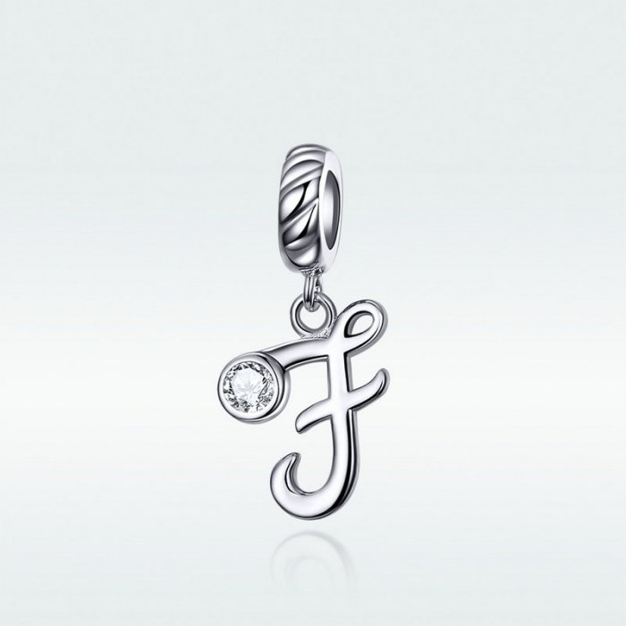 Talisman argint litera F cu zirconiu [4]