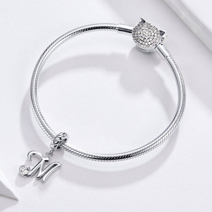 Talisman argint litera M cu zirconiu [3]