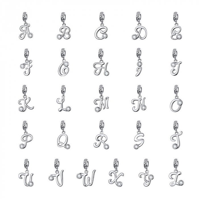 Talisman argint litera M cu zirconiu [8]