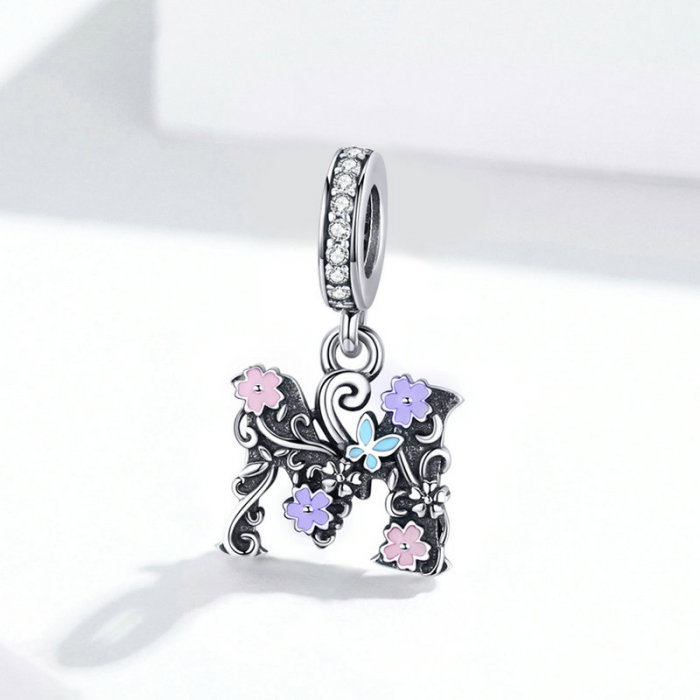 Talisman argint litera M floral [3]