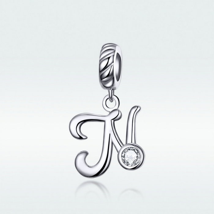 Talisman argint litera N placat cu rodiu [4]