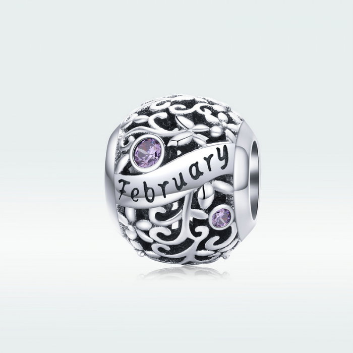 Talisman argint luna Februarie cu zirconiu [6]