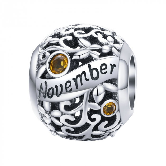 Talisman argint luna Noiembrie cu zirconiu [1]