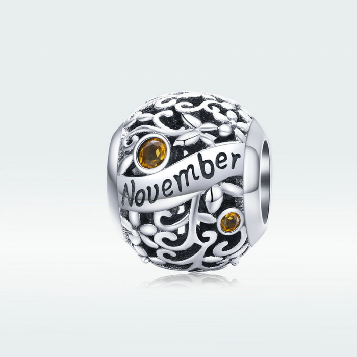 Talisman argint luna Noiembrie cu zirconiu [6]