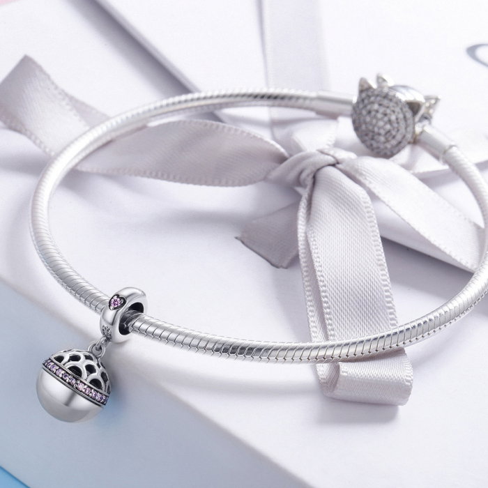 Talisman argint medalion cu inimioara roz [3]