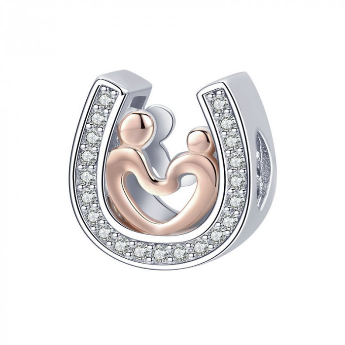 Talisman argint potcoava norocoasa in dragoste placat cu rodiu si aur [1]