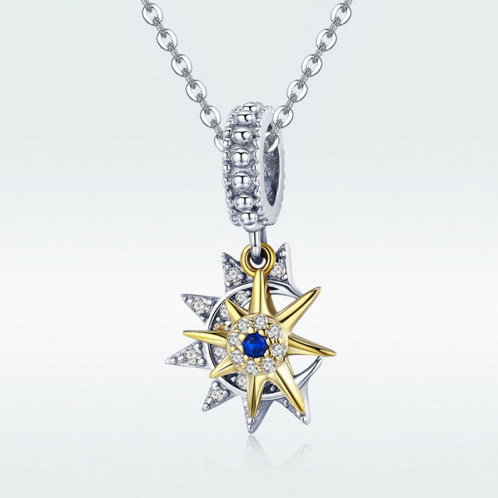 Talisman argint soarele si luna placat cu rodiu si aur [3]