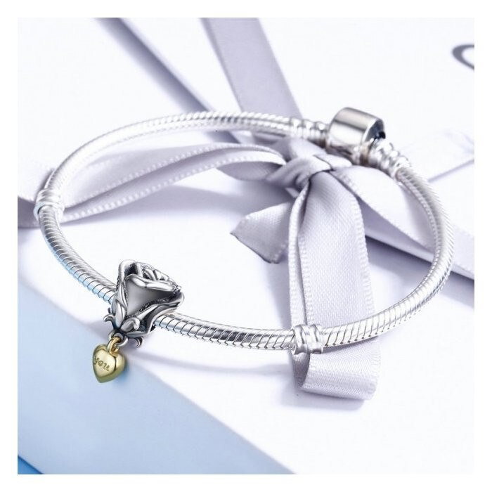 Talisman argint Te Iubesc cu trandafir si inimioara placat cu aur [5]