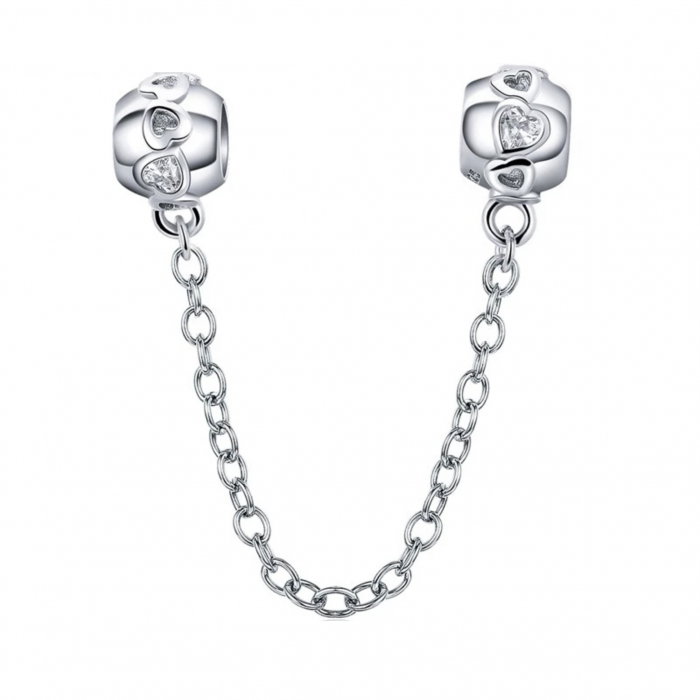 Talisman cu lant de siguranta din argint, cu inimioare [1]