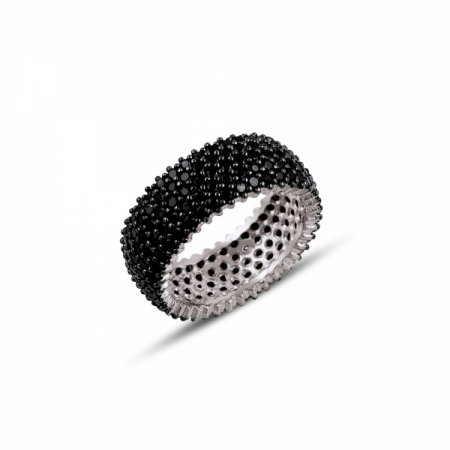 Inel argint Eternity cu 5 randuri zirconii negre [0]