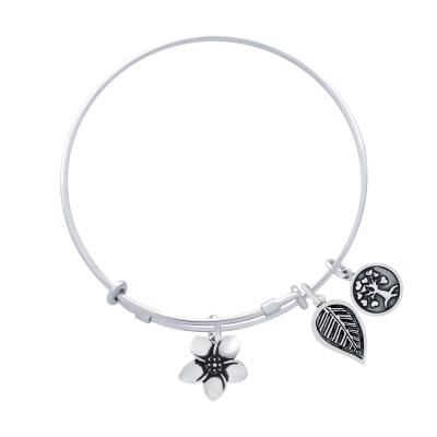 Bratara argint 925 reglabila cu floare frunza si copac [1]