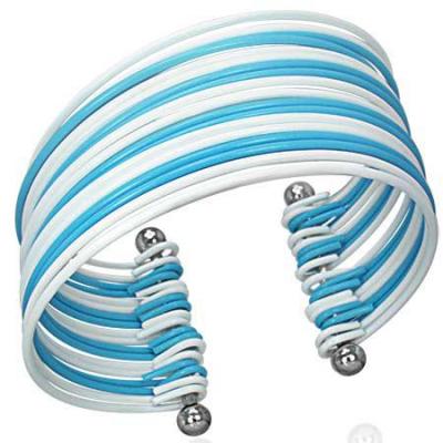 Bratara lata eleganta in doua culori alb cu albastru