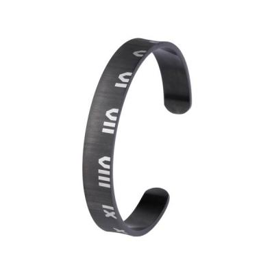 Bratara neagra din inox decorata cu cifre romane