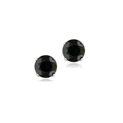 Cercei argint 925 cu zirconii rotunde negre de 6 mm CER0199 [1]