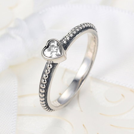 Inel placat cu argint cu inimioara alba IST0002_173 [3]