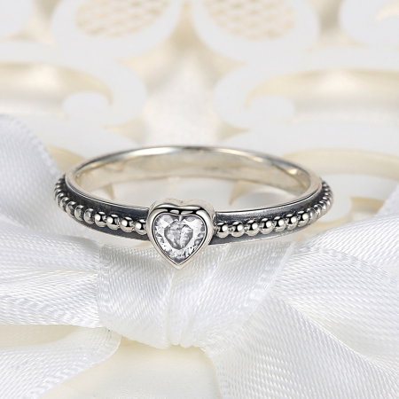 Inel placat cu argint cu inimioara alba IST0002_173 [4]