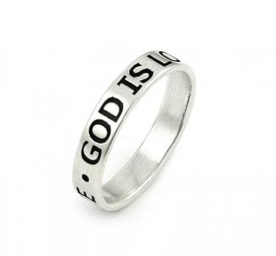 Inel argint 925 GOD IS LOVE cu aspect vintag [0]