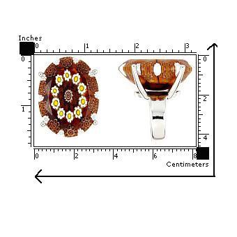 Inel argint 925 rodiat cu sticla murano millefiori [2]