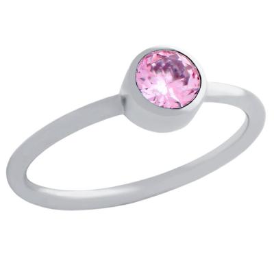 Inel argint 925 rodiat cu zirconiu roz [0]