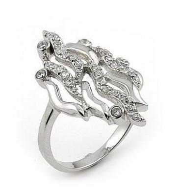 Inel lat din argint 925 rodiat cu zirconii albe